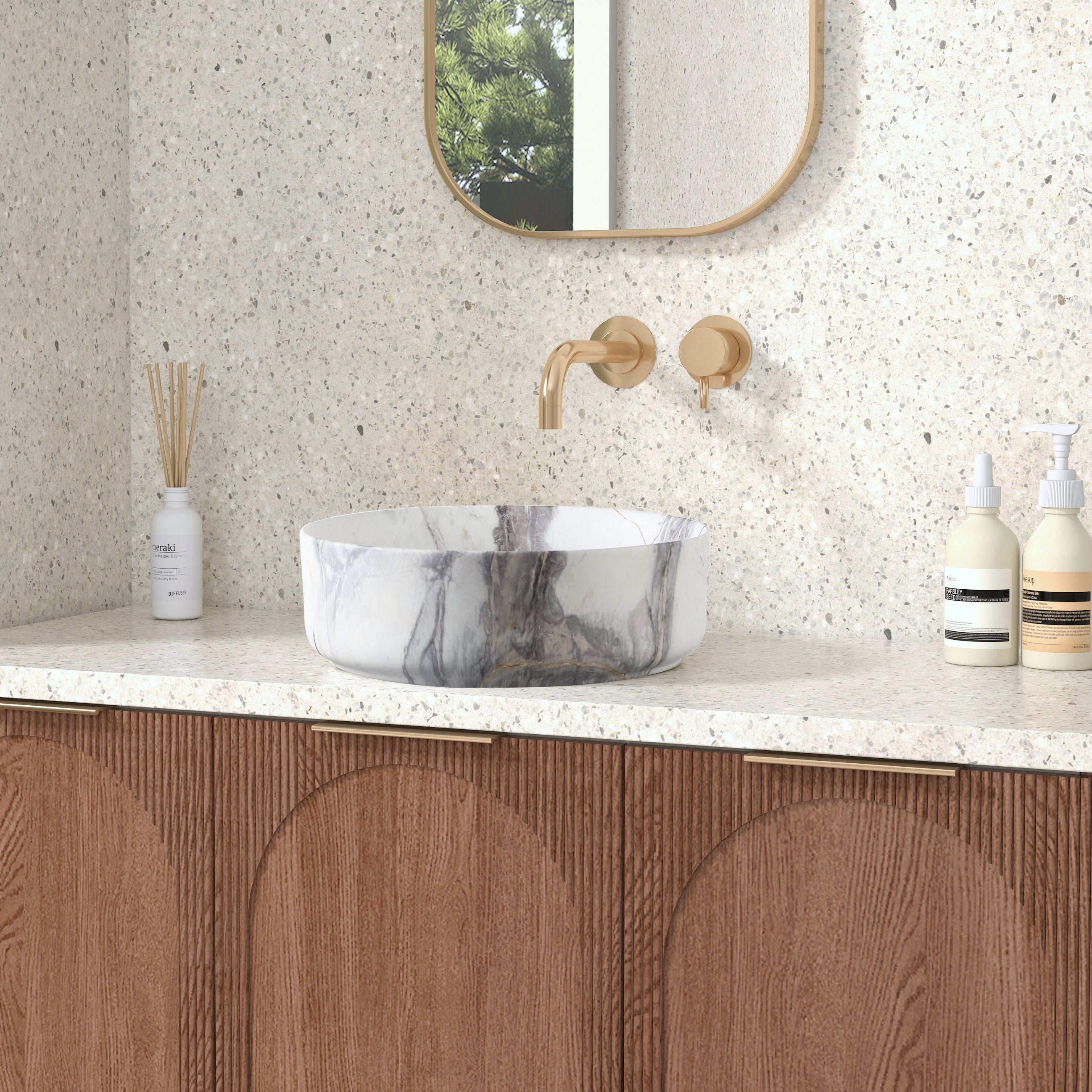 Flower Above Counter Basin