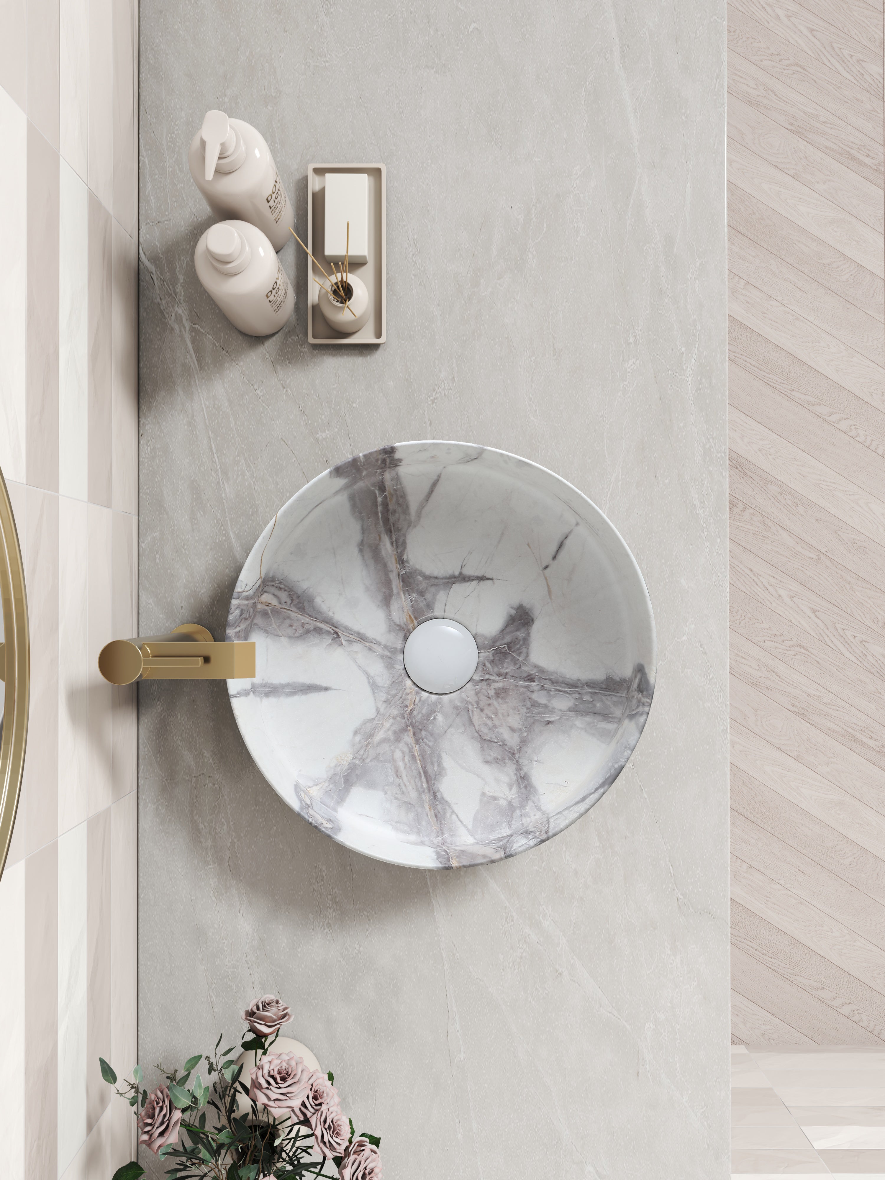 Flower Above Counter Basin