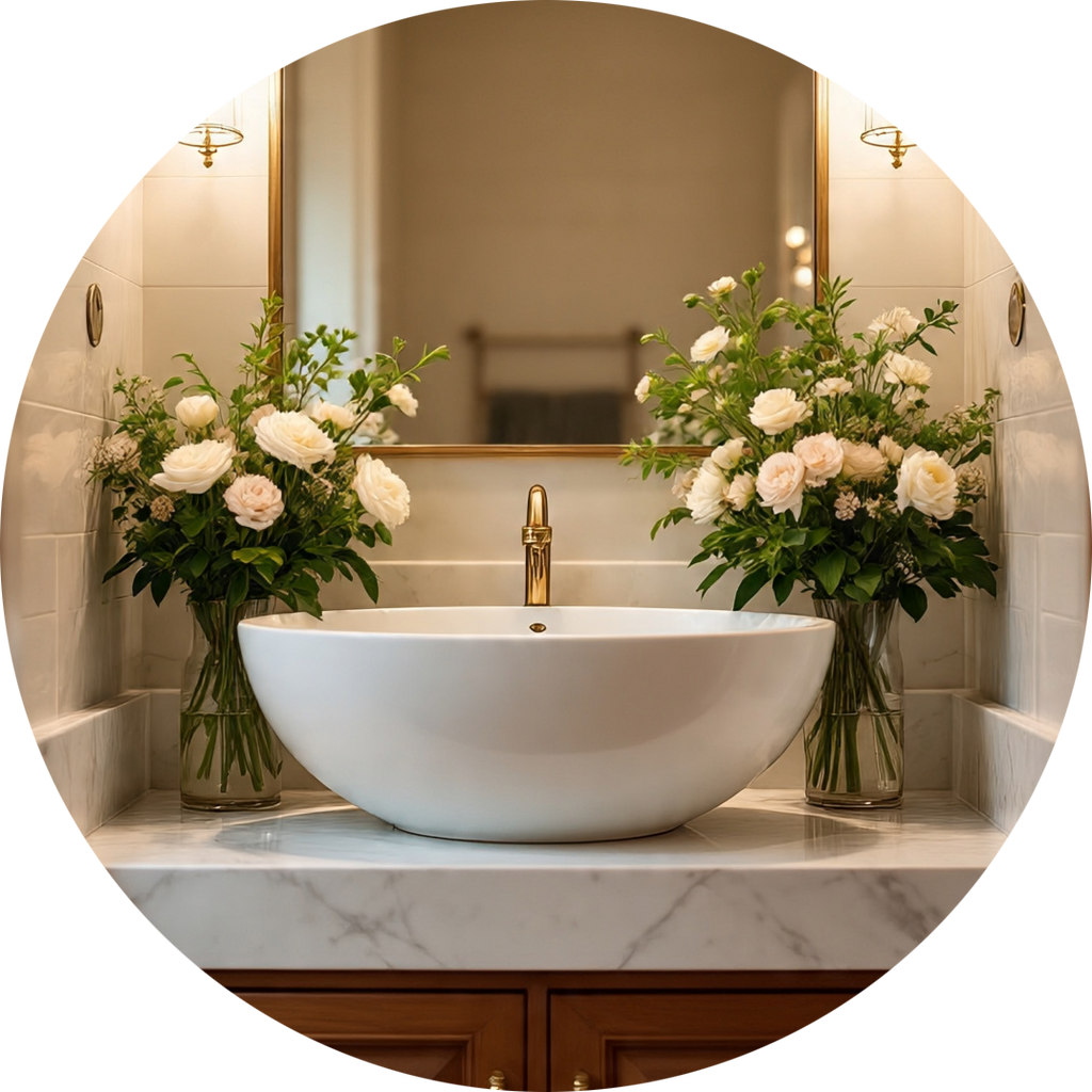 Flower Above Counter Basin