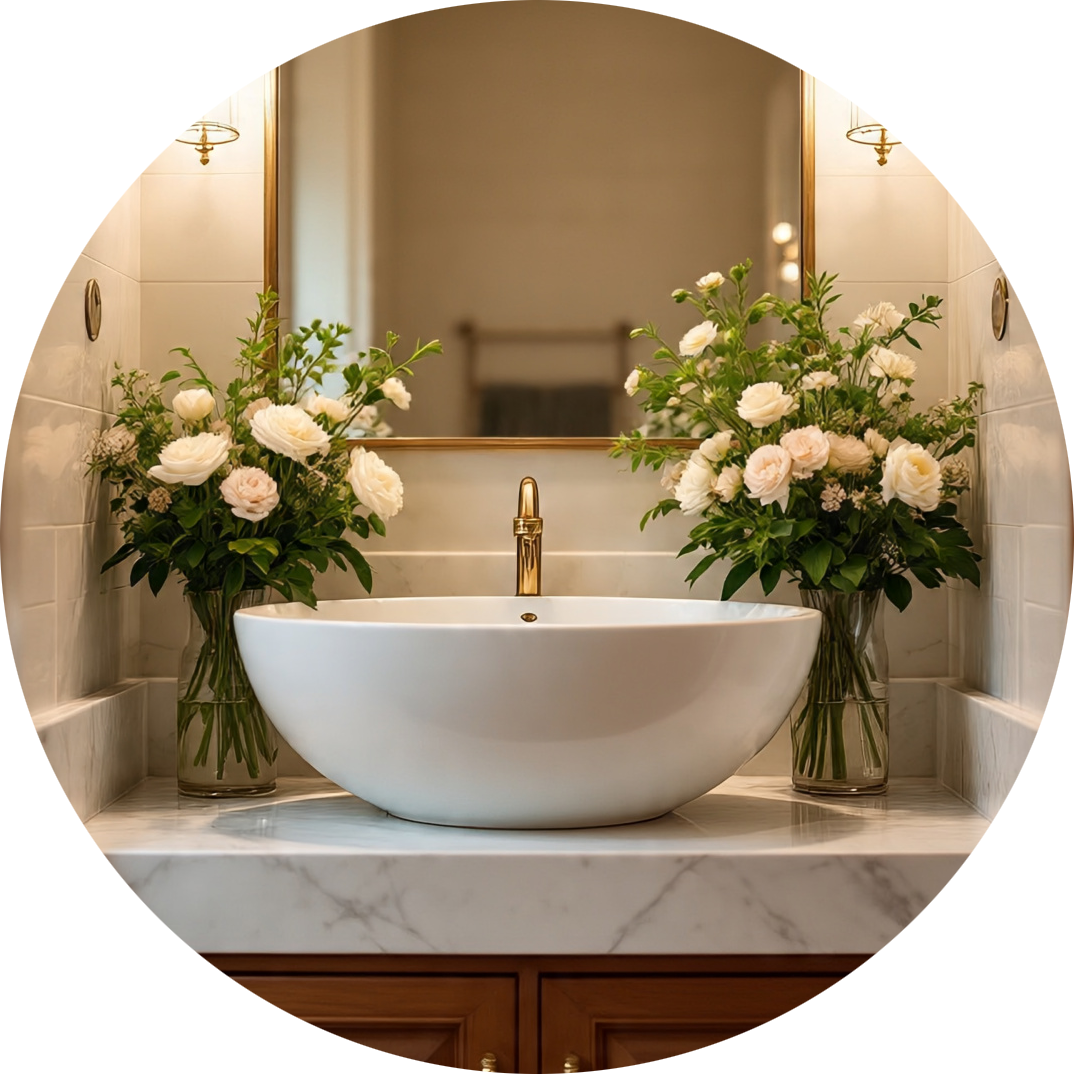 Flower Above Counter Basin